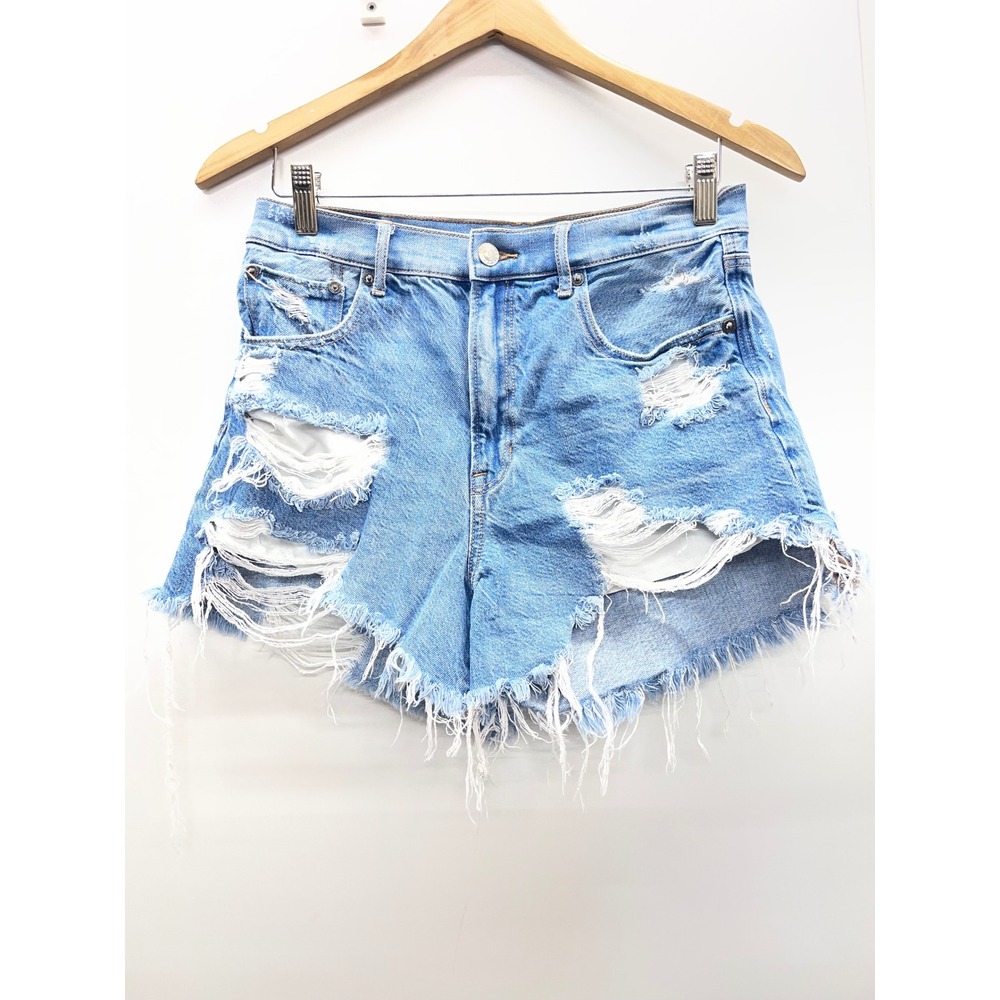 American Eagle Highest Rise 90s Boyfriend Distressed Denim Shorts Light Wash 6